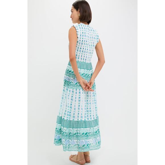 OLIPHANT Boreggo Green Sleeveless Smocked Maxi Dress Size M NWT Retail $298 - Picture 2 of 7